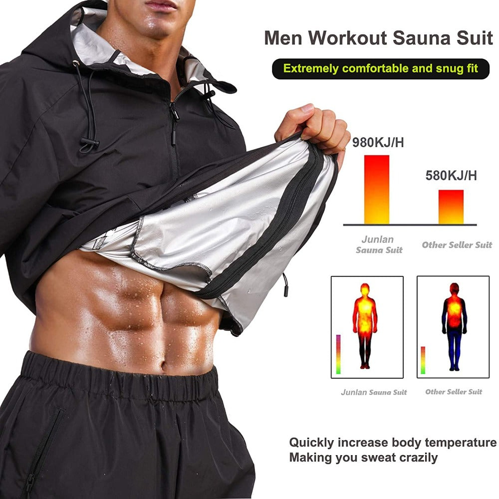 Men Workout Sweat Sauna Jacket