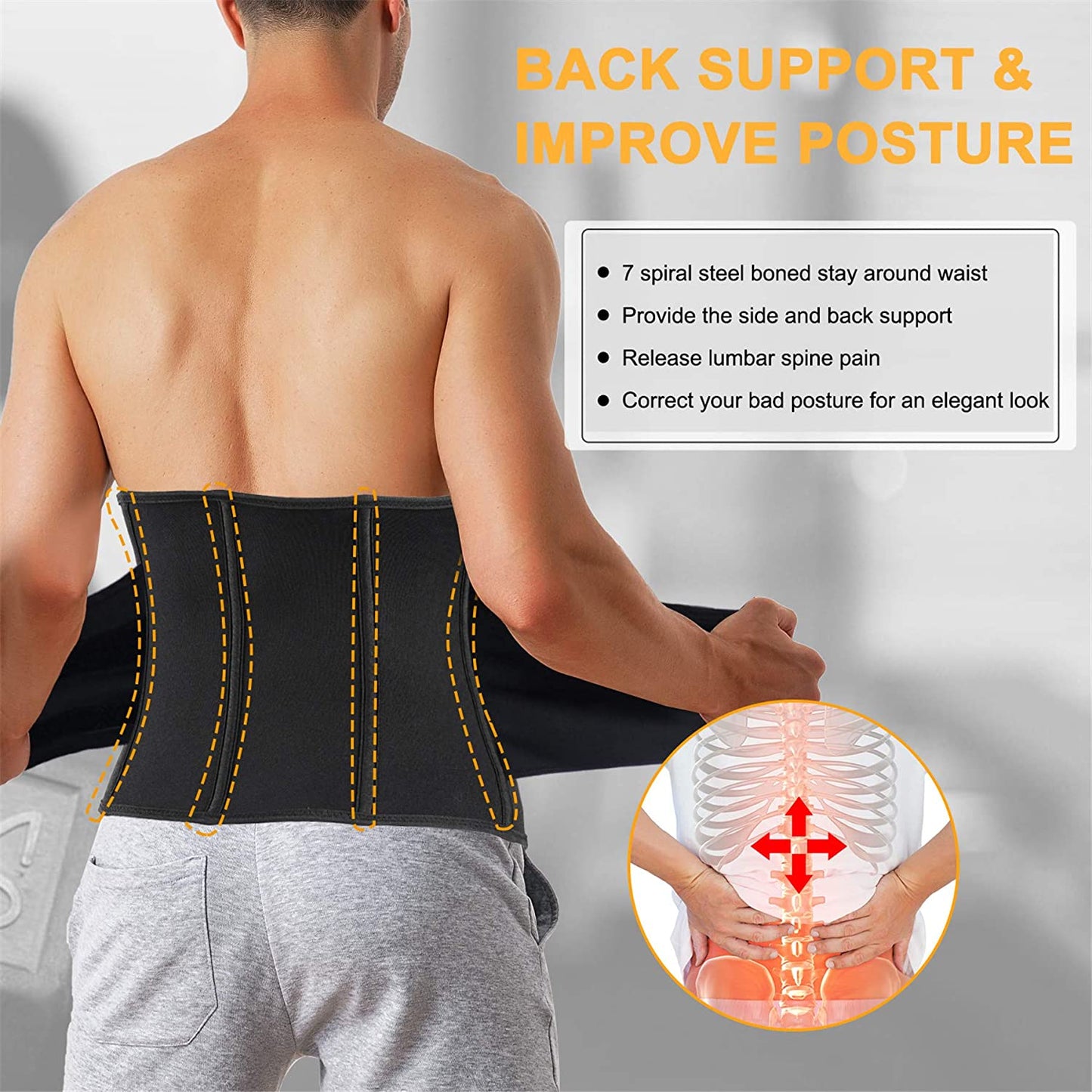 Neoprene Waist Trainer Workout ABS Belt for Men