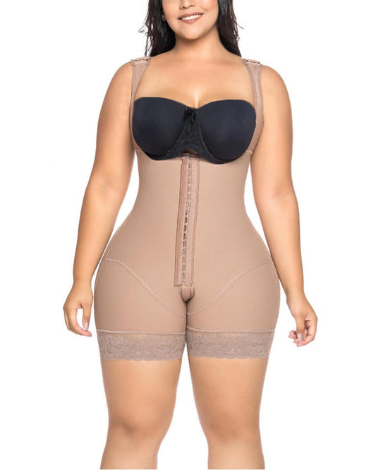 Women's Shapewear Hook And Eye Closure Tummy Control Adjustable Crotch Open Bust Bodysuit