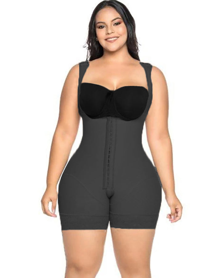 Women's Shapewear Hook And Eye Closure Tummy Control Adjustable Crotch Open Bust Bodysuit