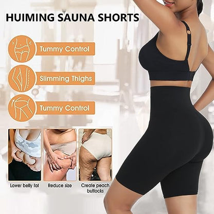 Huiming Sauna Sweat Shorts for Women Slimming Compression Workout Thermo Waist Trainer Slimming Leggings Pants Body Shape