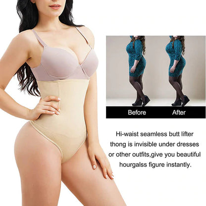 Women Hi-Waist Tummy Slimmer Thong Panty