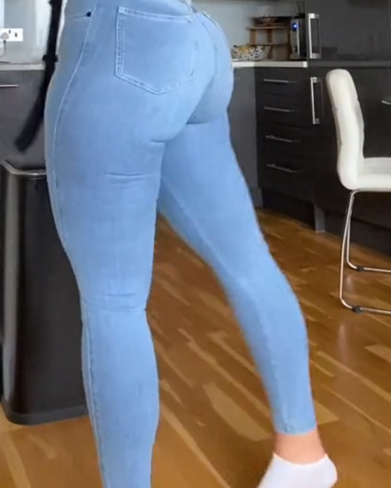 Jeans moldeadores ajustados y elásticos de cintura alta 