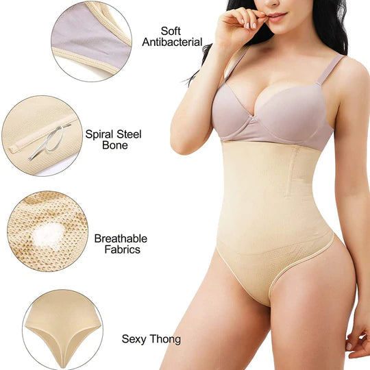 Women Hi-Waist Tummy Slimmer Thong Panty