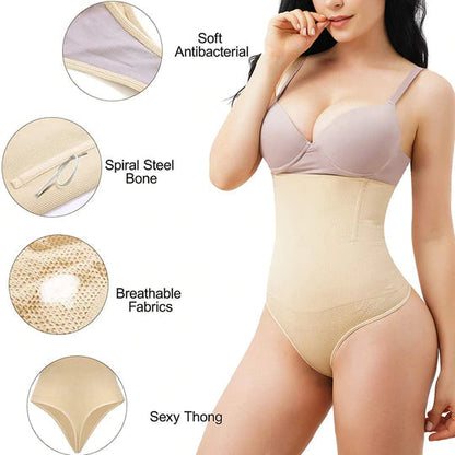 Women Hi-Waist Tummy Slimmer Thong Panty