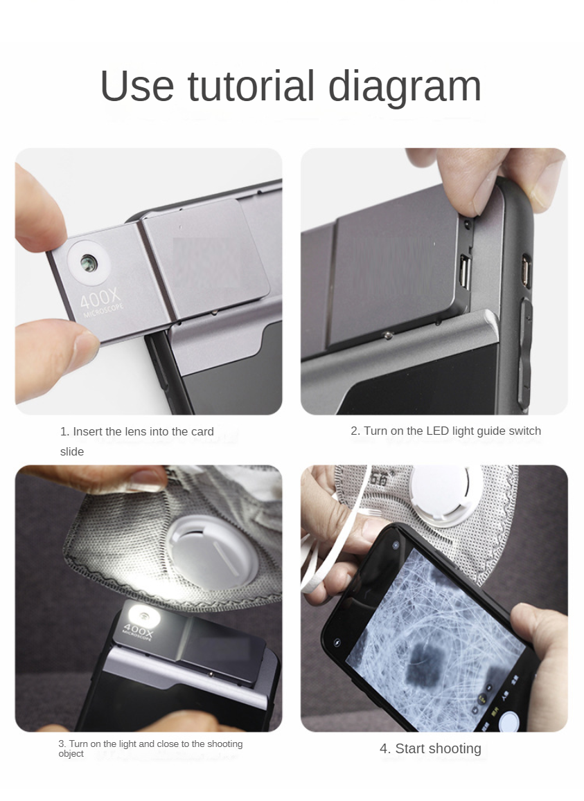 Microscopio de carcasa de teléfono móvil 400 veces IPHONE14PROMAX lupa teleobjetivo 