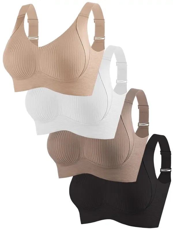 TIKTOK HOTSALES Women's Ribbed Push Up Adjustable Wireless Bra
