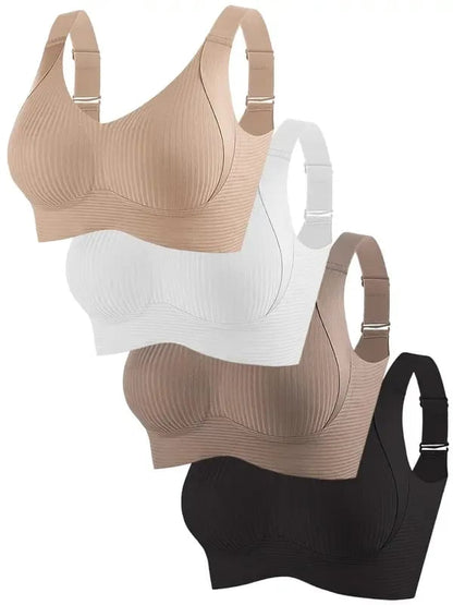 TIKTOK HOTSALES Women's Ribbed Push Up Adjustable Wireless Bra