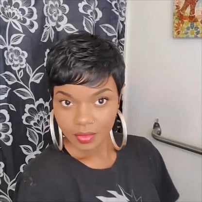 Peluca súper corta de 2 pulgadas con cabello rizado pixelado 