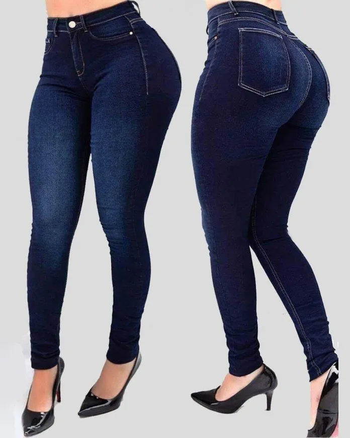Jeans moldeadores ajustados y elásticos de cintura alta 