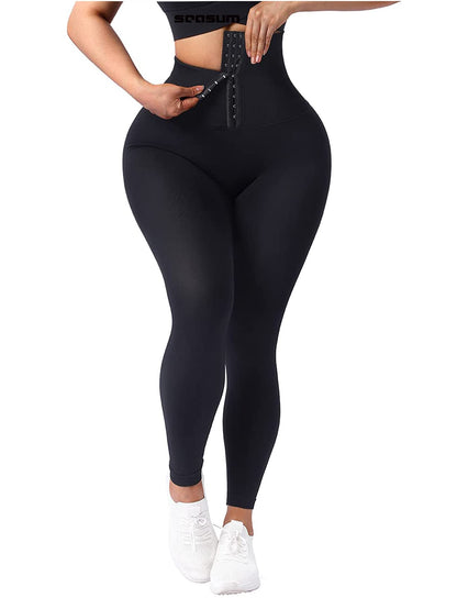 High Waisted Yoga Legging with Adjustable Waist Corset Belt Tummy Control Slimming Waist Trainer Pant