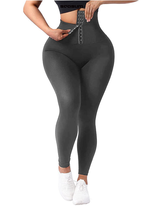 High Waisted Yoga Legging with Adjustable Waist Corset Belt Tummy Control Slimming Waist Trainer Pant