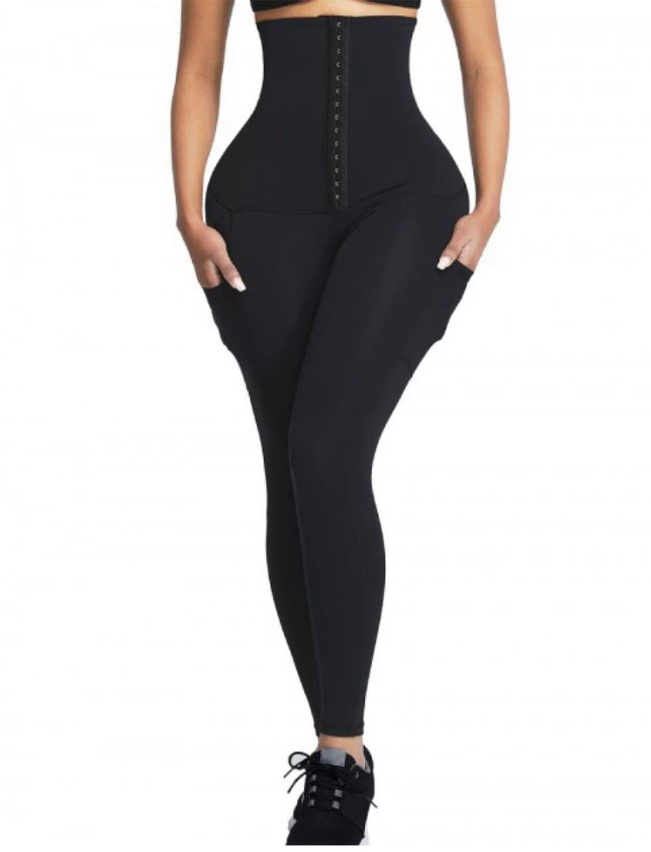 High Waisted Yoga Legging with Adjustable Waist Corset Belt Tummy Control Slimming Waist Trainer Pant