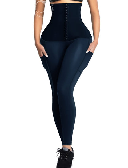 High Waisted Yoga Legging with Adjustable Waist Corset Belt Tummy Control Slimming Waist Trainer Pant