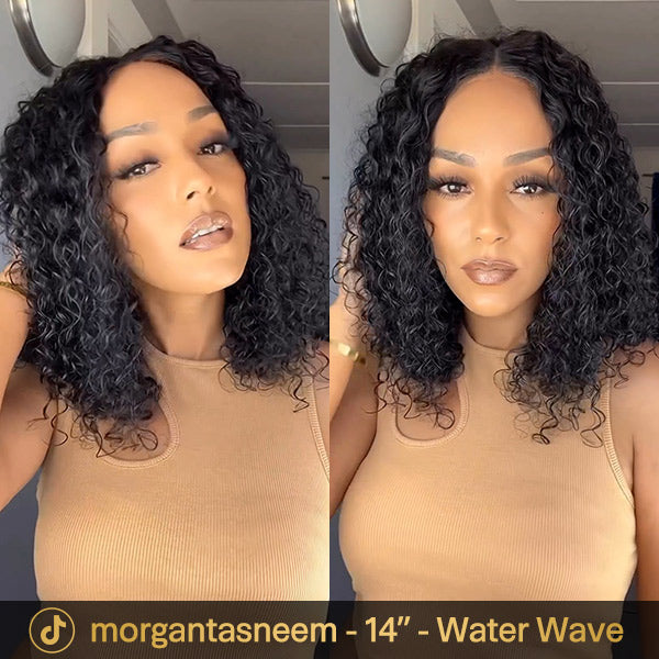 Peluca Go Wig 4x6 sin pegamento, con encaje suizo HD, ondas al agua, cabello humano, densidad del 180 % 