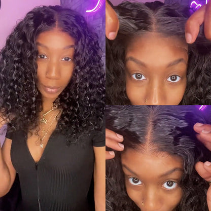 Peluca Go Wig 4x6 sin pegamento, con encaje suizo HD, ondas al agua, cabello humano, densidad del 180 % 