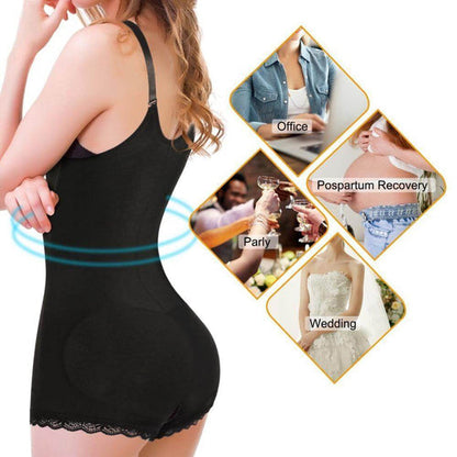 Latex Slim Zipper Shapewear Corset Lace Panty
