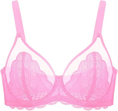 Minimizer Bras for Women Large Bust Full Coverage Lace Plus Size Bra - Mermaid Scales