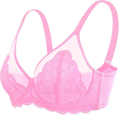 Minimizer Bras for Women Large Bust Full Coverage Lace Plus Size Bra - Mermaid Scales
