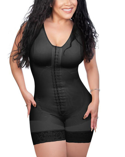 Women Post Liposuction Body Shaper Waist Cincher Underbust Corset Front Closure Bodysuit With Hook-eye