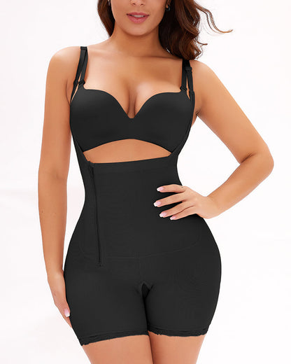 Women Postpartum Tummy Control Shapewear Flatten Abdomen Fajas Side Zipper Bodysuit