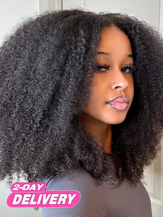 Wear Go Pre-bleached Afro Kinky Curly Glueless Wig Pre-cut HD Lace Pre-plucked
