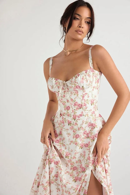 Comfortable Beauty-No underwire-Print Bustier Sundress