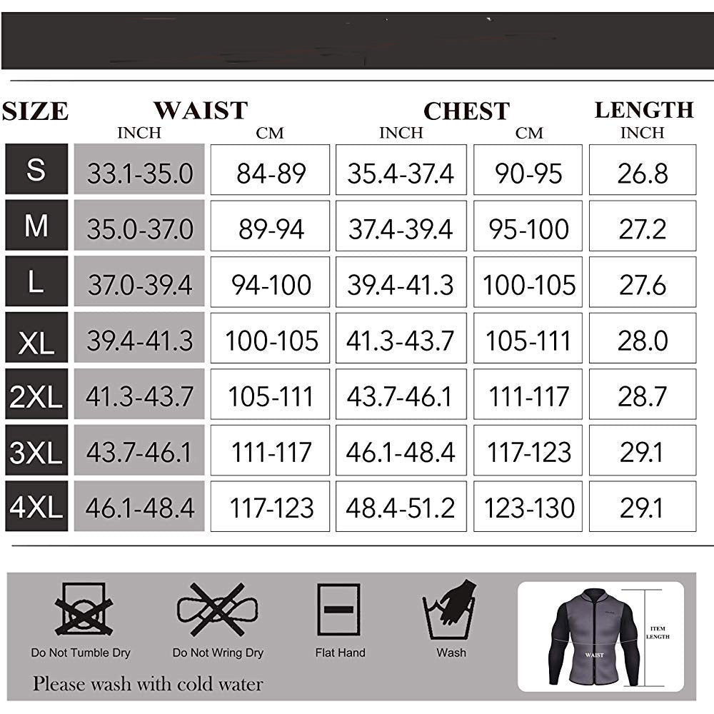Men's Best Neoprene Wetsuit Jacket with Front Zipper Long Sleeves
