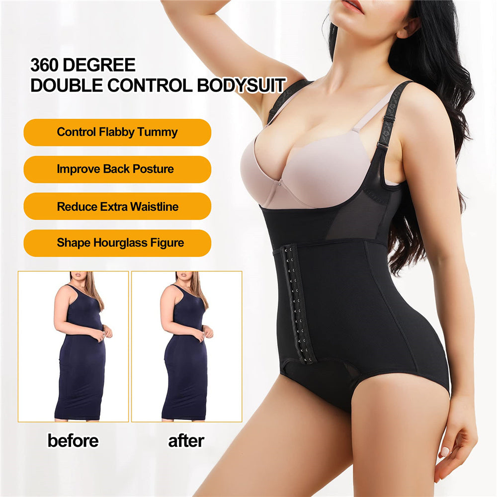 Women U Shape Mesh Waist Trainer Bodysuit with Straps