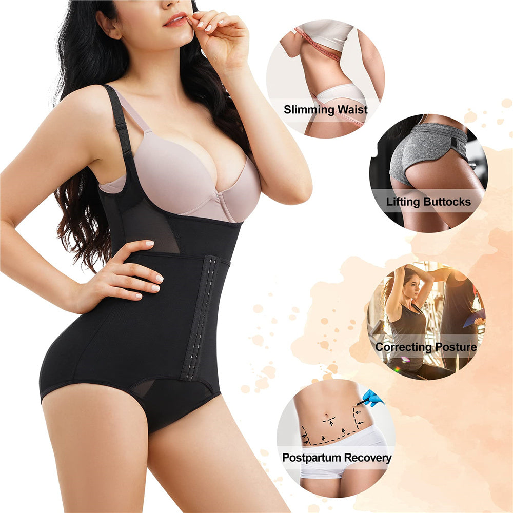 Women U Shape Mesh Waist Trainer Bodysuit with Straps
