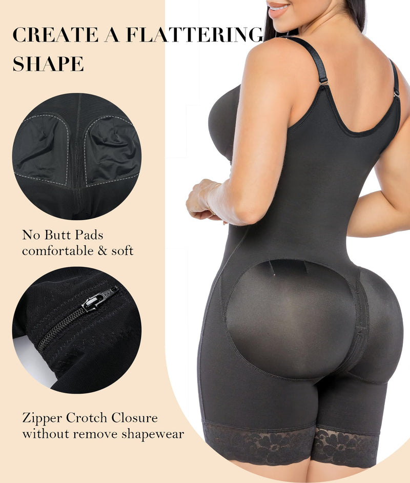 Fajas Colombianas Postpartum Shapewear for Women Tummy Control Butt Lifter Body Shaper with Zipper Crotch