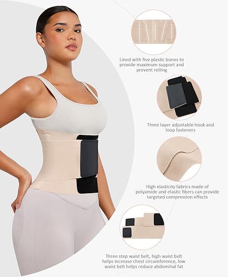 Waist Trainer Belt Waist Cincher Trimmer Ab Belt Tummy Control Body Shaper with Triple Wrap Women and Men