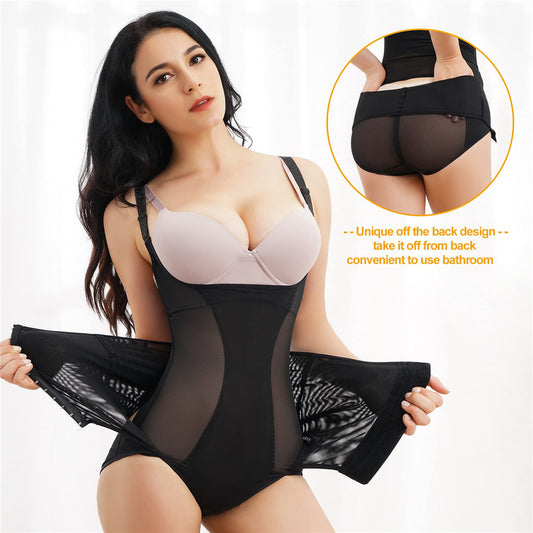 Women U Shape Mesh Waist Trainer Bodysuit with Straps