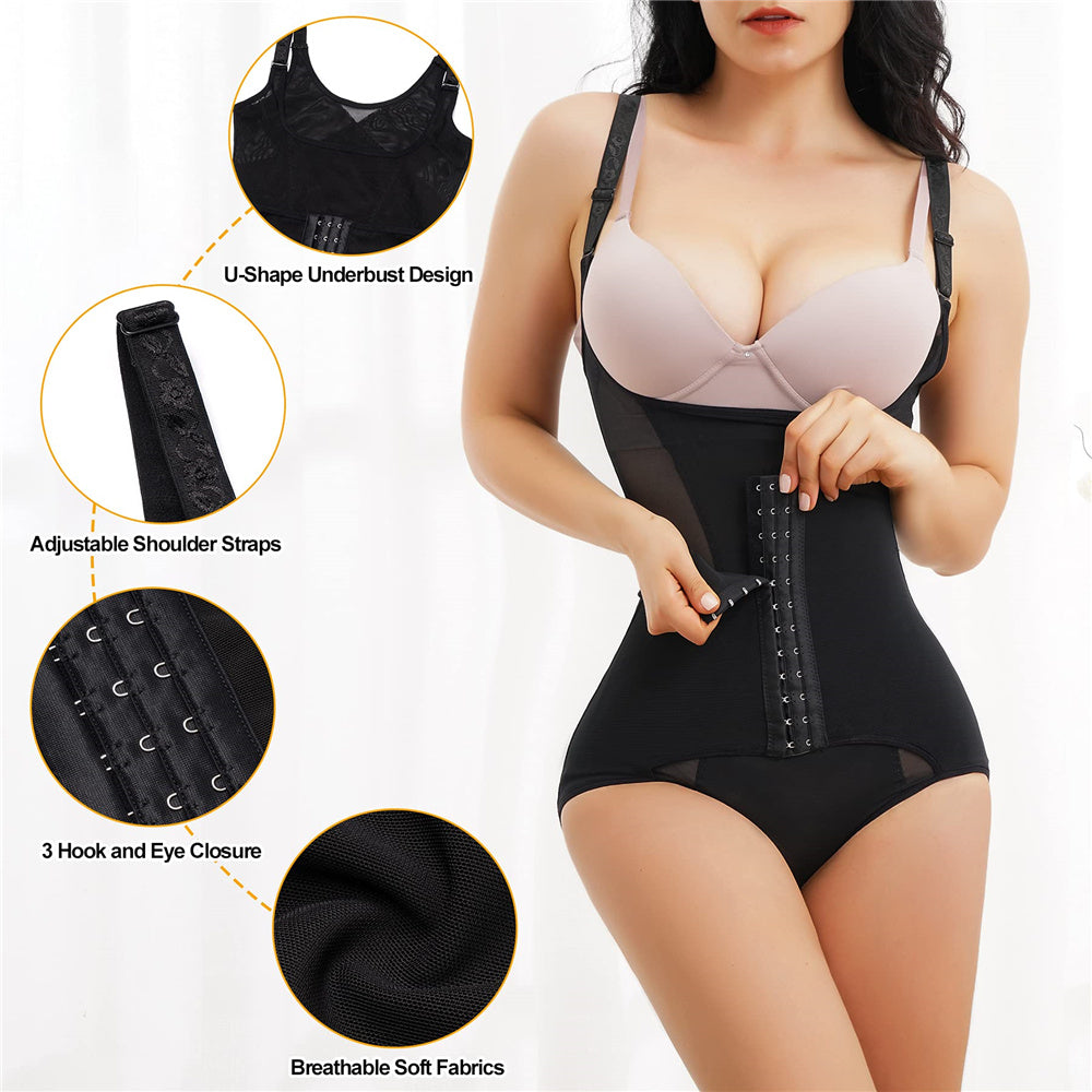 Women U Shape Mesh Waist Trainer Bodysuit with Straps
