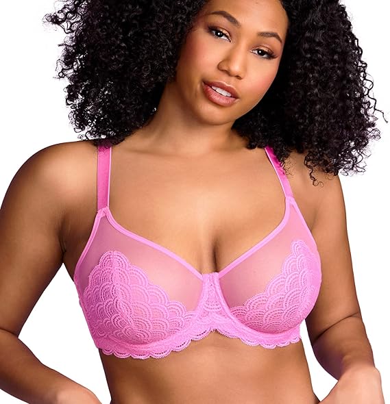 Minimizer Bras for Women Large Bust Full Coverage Lace Plus Size Bra - Mermaid Scales