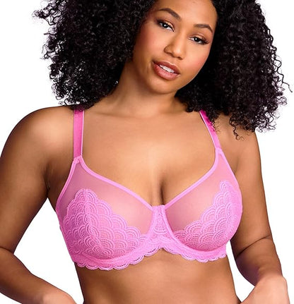 Minimizer Bras for Women Large Bust Full Coverage Lace Plus Size Bra - Mermaid Scales