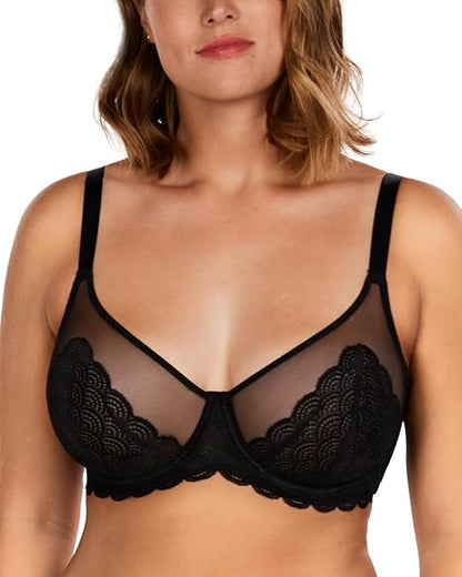 Minimizer Bras for Women Large Bust Full Coverage Lace Plus Size Bra - Mermaid Scales