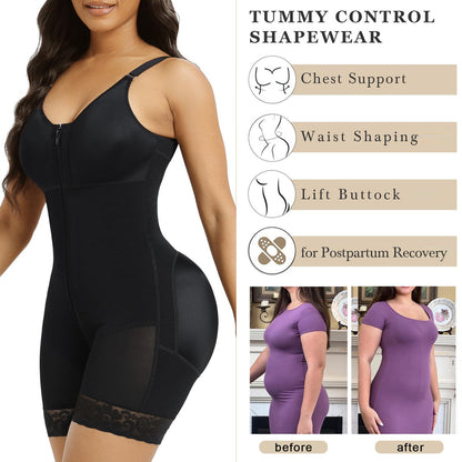 Fajas Colombianas Postpartum Shapewear for Women Tummy Control Butt Lifter Body Shaper with Zipper Crotch