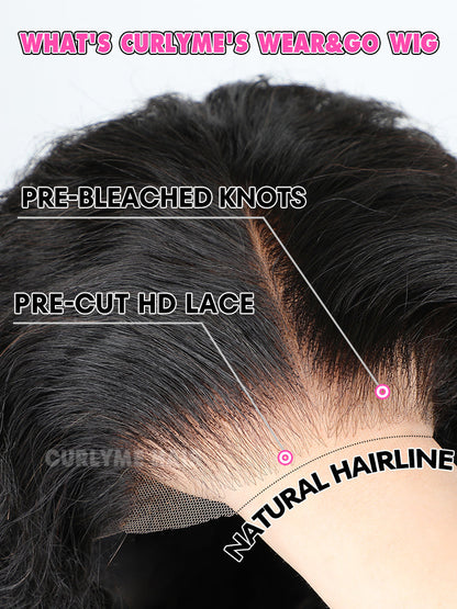 Peluca de cabello humano rizado y rizado con nudos predecolorados Wear Go sin pegamento, precortada, 4 x 6,5, de alta definición 
