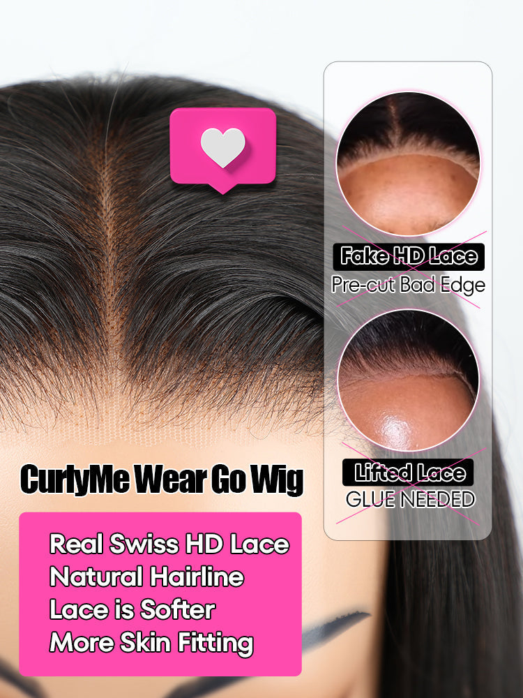 Peluca de cabello humano rizado y rizado con nudos predecolorados Wear Go sin pegamento, precortada, 4 x 6,5, de alta definición 