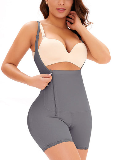Women Postpartum Tummy Control Shapewear Flatten Abdomen Fajas Side Zipper Bodysuit