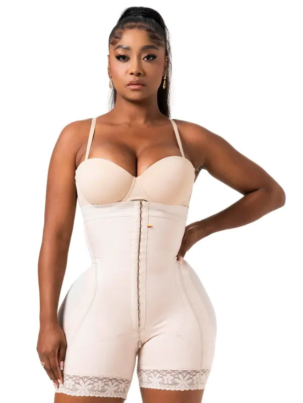 Stage 3 Faja Post-Op Faja Colombiana Strapless with Perfect Hourglass Fit, 3 Compression Hook Levels, and Built-in Rods for Posture Support - Fabric