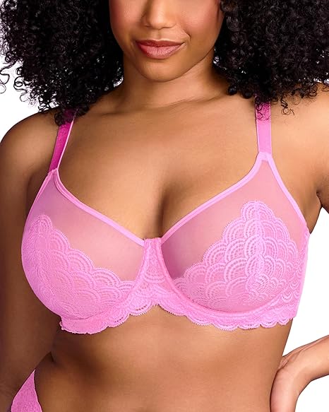 Minimizer Bras for Women Large Bust Full Coverage Lace Plus Size Bra - Mermaid Scales