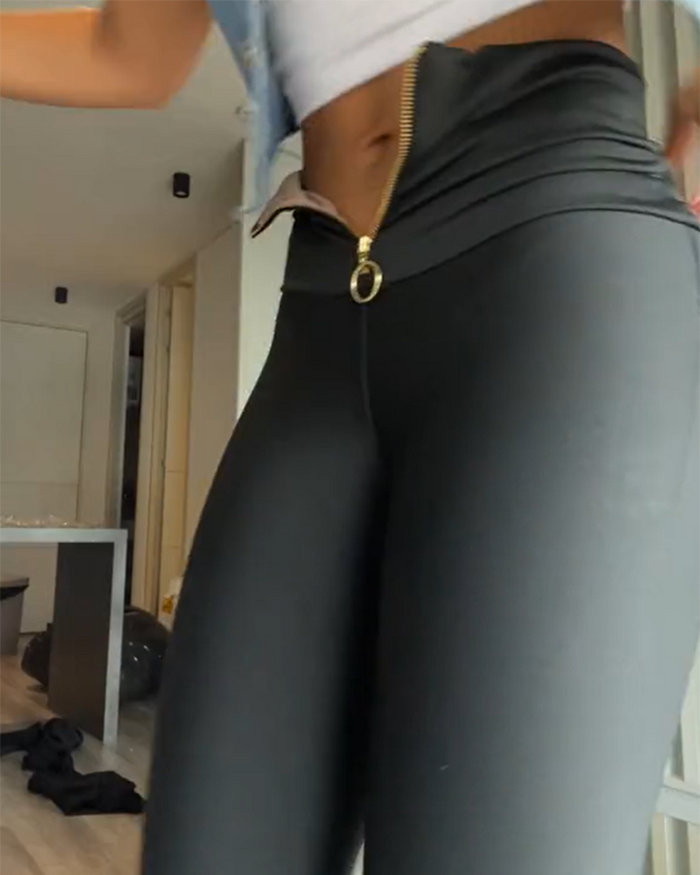 Pantalones levanta cola con cremallera y control de abdomen 