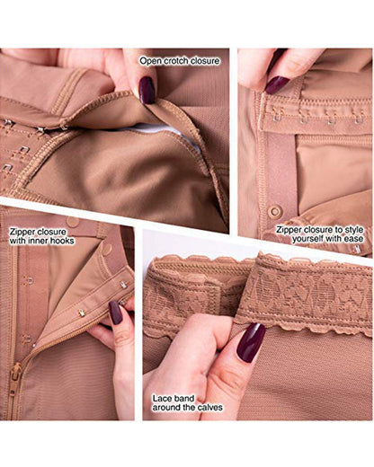 Women's Tummy Control Side Zipper Underwear Fajas Breast Support Long Faja