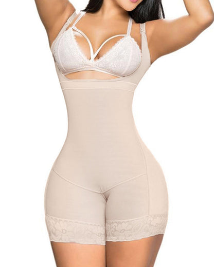 Sleeveless Cloth-blocked Crotch Women Body Shaper