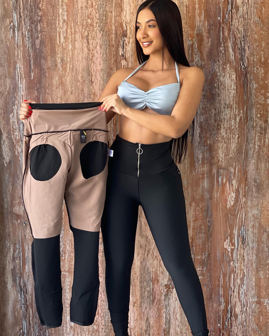 Pantalones levanta cola con cremallera y control de abdomen 