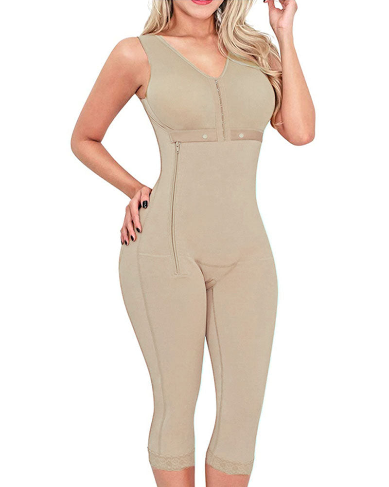 Women's Tummy Control Side Zipper Underwear Fajas Breast Support Long Faja