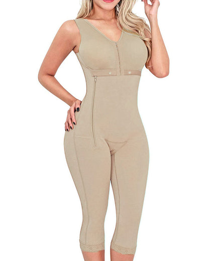 Women's Tummy Control Side Zipper Underwear Fajas Breast Support Long Faja