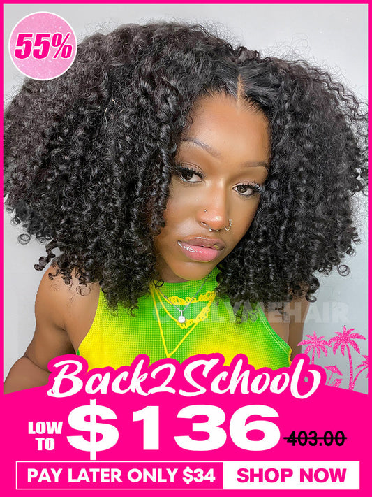 Pre-bleached Knots Wear Go Glueless Wig Pre-cut 4x6.5 HD Lace Kinky Curly Human Hair Flash Sale